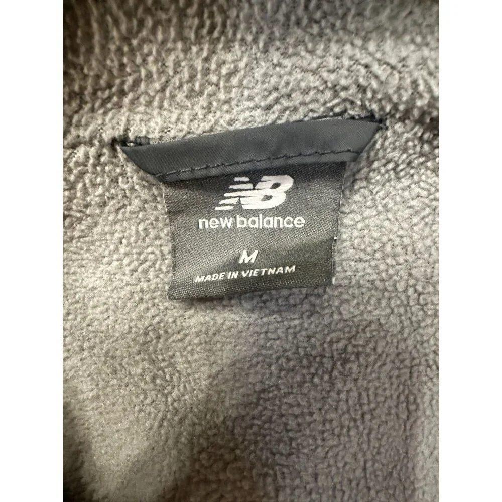 New Balance Lightweight Hooded Windbreaker Jacket M Gray Fleece Lined Running